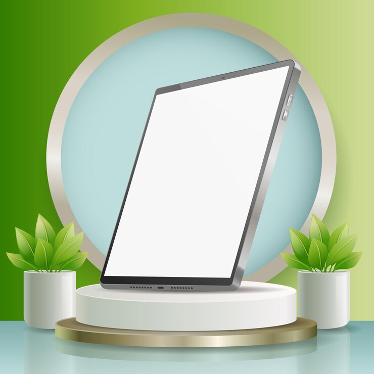Vector 3d silver tablet pad mockup