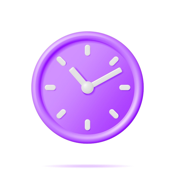 Vector 3d simple classic round wall clock isolated