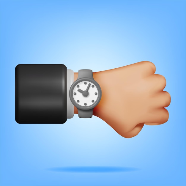 3D Simple Classic Round Wrist Watch Clock Isolated Render Hand Alarm Clock Icon Meting van tijd Deadline TimeKeeping en Time Management Concept Horlogesymbool Minimale vectorillustratie
