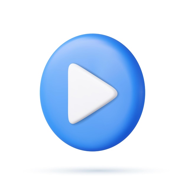 3d simple play video or audio icon Play interface symbol 3d rendering Vector illustration