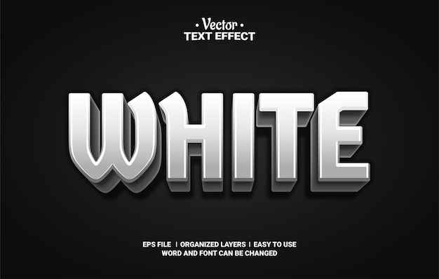 3d Simple White Editable Vector Text Effect