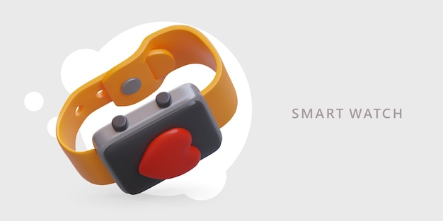 3d smart watch fitness bracelet with heart on screen color wristband