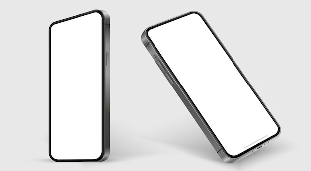 Vector 3d smartphone mockup van hoge kwaliteit met verschillende hoeken en geïsoleerde achtergrond voor show mobiele app