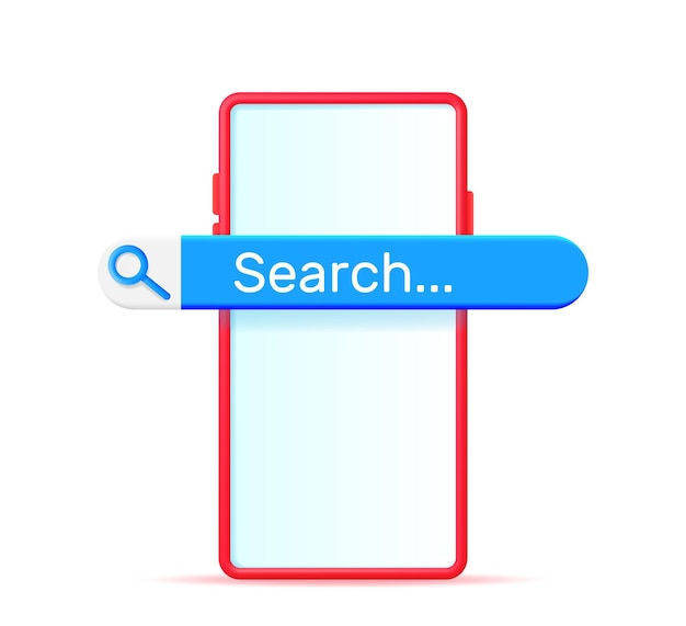 3D Smartphone with Search Bar Isolated
