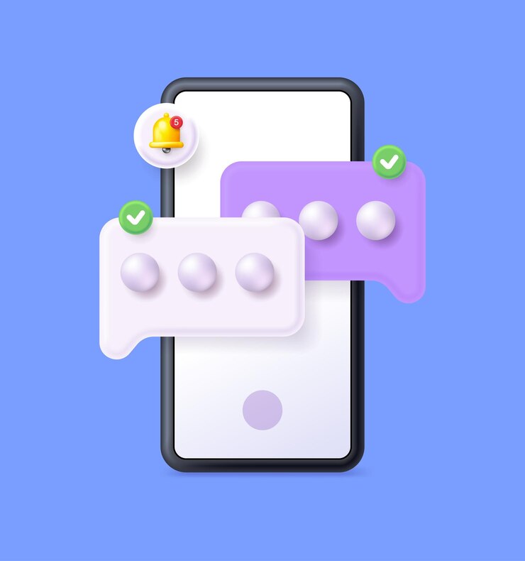 말풍선이 있는 3D 스마트폰
