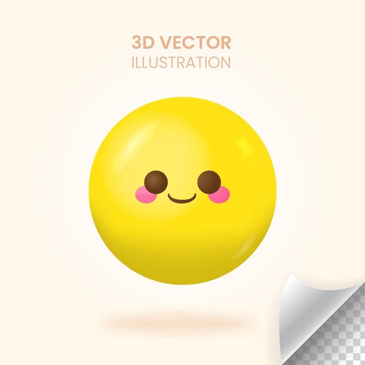 Vector 3d 미소 이모티콘 벡터 일러스트 레이 션