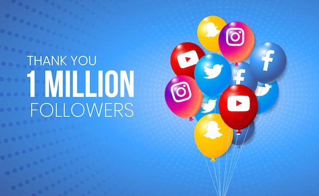 3d social media balloons collection for banner and milestone achievement presentation