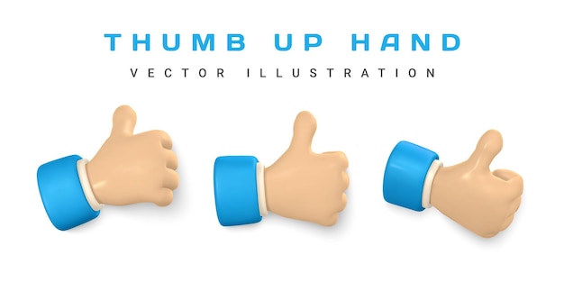 Vector 3d social media concept thumb up symbol vector illustration