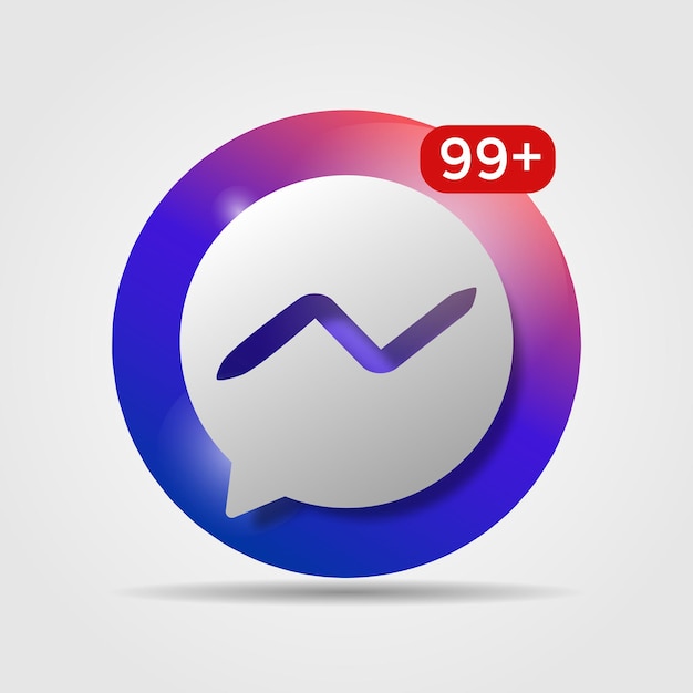 3d social media icon with notification ornament