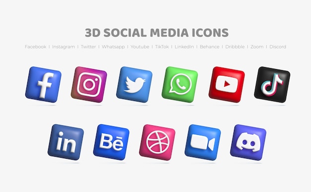 Icona di social media 3d