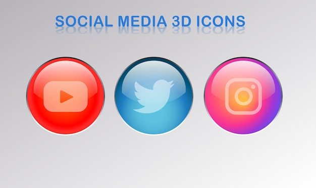 3d social media icone disegno vettoriale