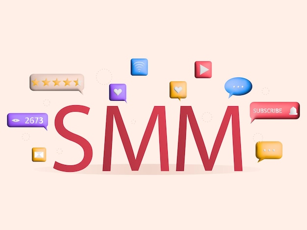 3d social media marketingconcept met iconen van SMM Digital marketing campagneaankondiging