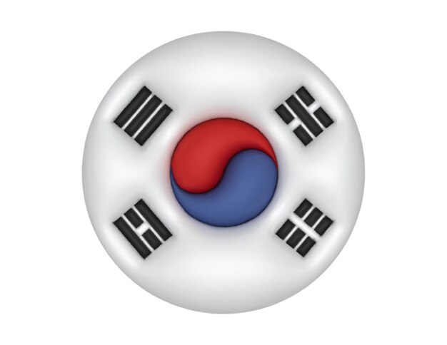 Vector 3d south korea flag circular