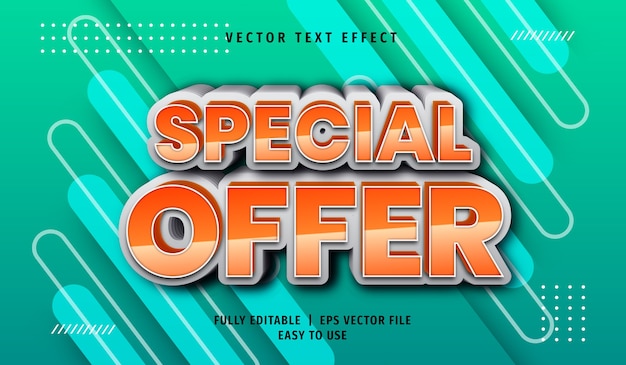 Vector 3d special offer text effect, editable text style