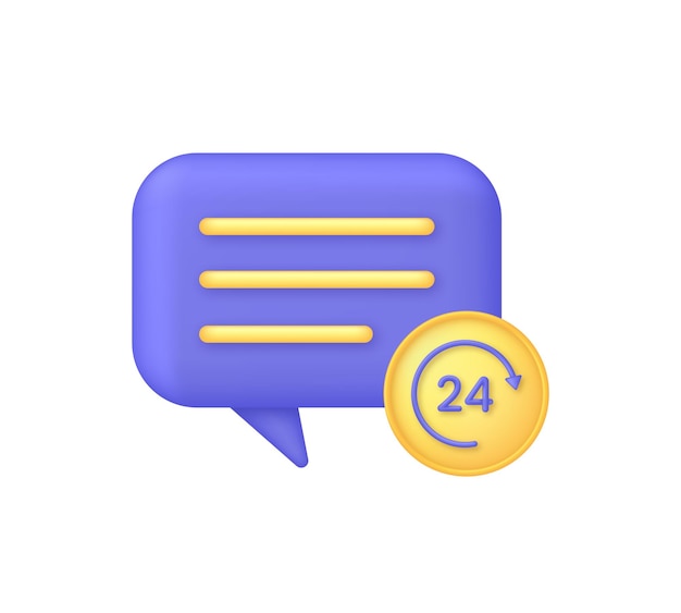 3D Speech Bubble and 24 hours