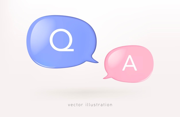 3d speech bubble icon sign or ask Q and A answer solution information Have a question and answer