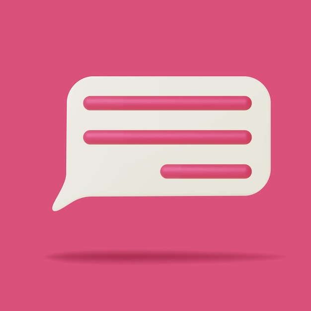 3d speech bubble icon. Social network communication, comment sign symbol, message.