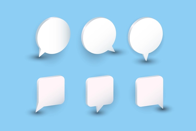 Vector 3d speech bubble realistic chat icon set communication balloon pink round and square elements with shadows chatting and talking and discussion empty message with copy space vector isolated set