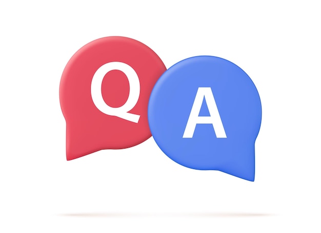 3d Speech bubble with q and a letters