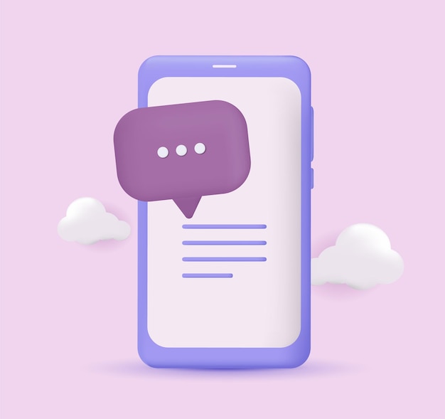 Vector 3d speech bubbles on smartphone background social media chat with communication