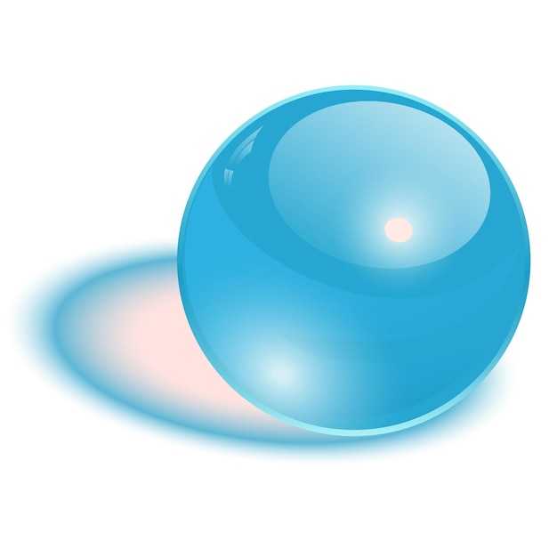 3 d の球体の青い透明なベクトル ボール