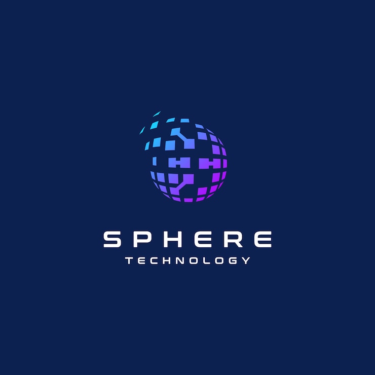 3D Сфера глобус высоких технологий цифровой сети дизайн логотипа вдохновения