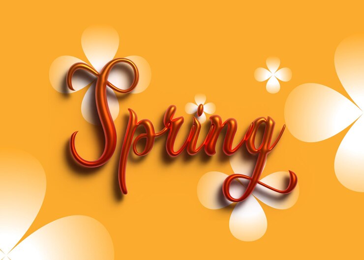 वेक्टर 3d spring colorful text effect floral background illustration template