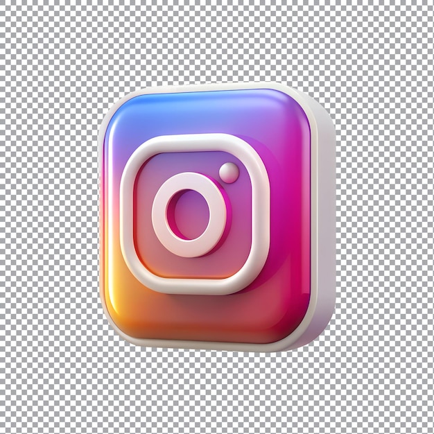 Трехмерный квадратный логотип Instagram изолирован на прозрачном фоне