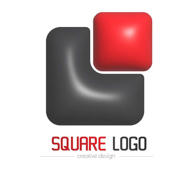 Vector 3d square logo a template for a brand id sticker sticker or pictogram social network icon corporate design idea