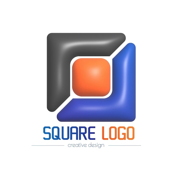 Vector 3d square logo a template for a brand id sticker sticker or pictogram social network icon corporate design idea