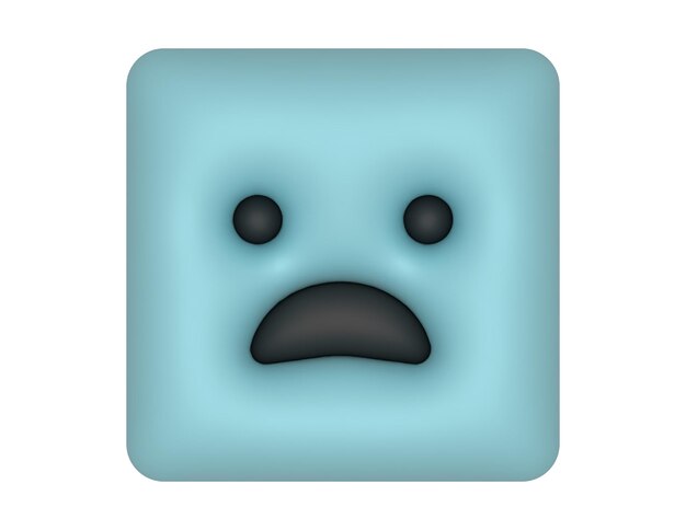 Vector 3d square type anguished emoji