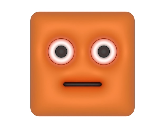 Vector 3d square type flushed emoji