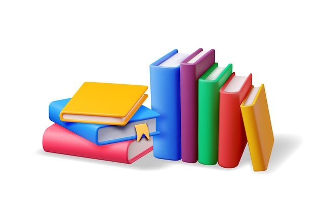 Vector 3d stack of closed books isolated