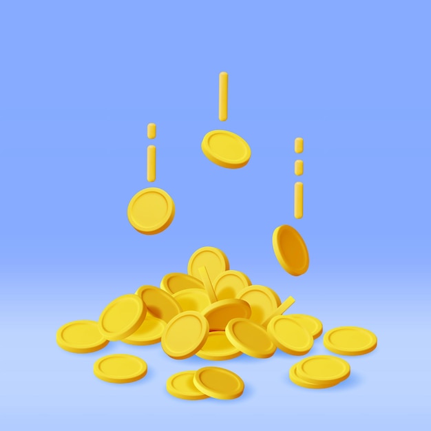 3d stack of gold coins icon isolated