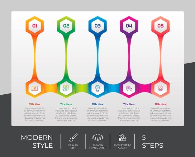 3d-stap infographic vectorontwerp met 5 stappen kleurrijke stijl voor presentatiedoeleinden moderne stapinfographic kan worden gebruikt voor zaken en marketing