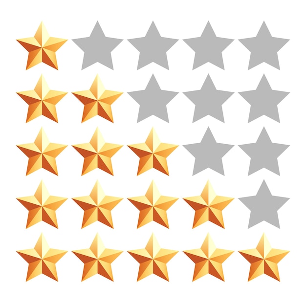 3d star rating illustration icons vector set