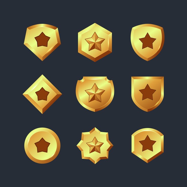 Vector 3d stars in shapes set