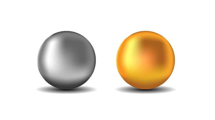 Vector 3d steel and gold ball