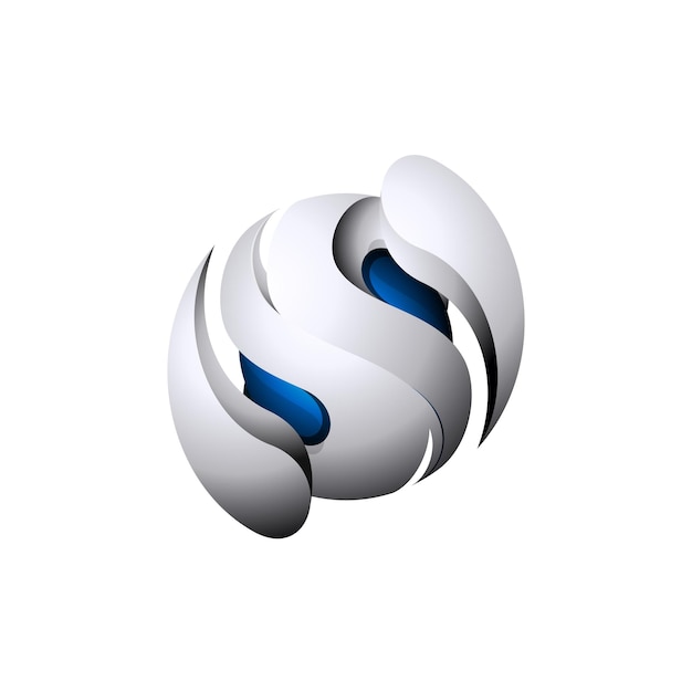 3d 스틸 오브 문자 S 로고 디자인