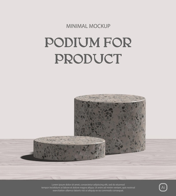 3d steen podium voor product mockup