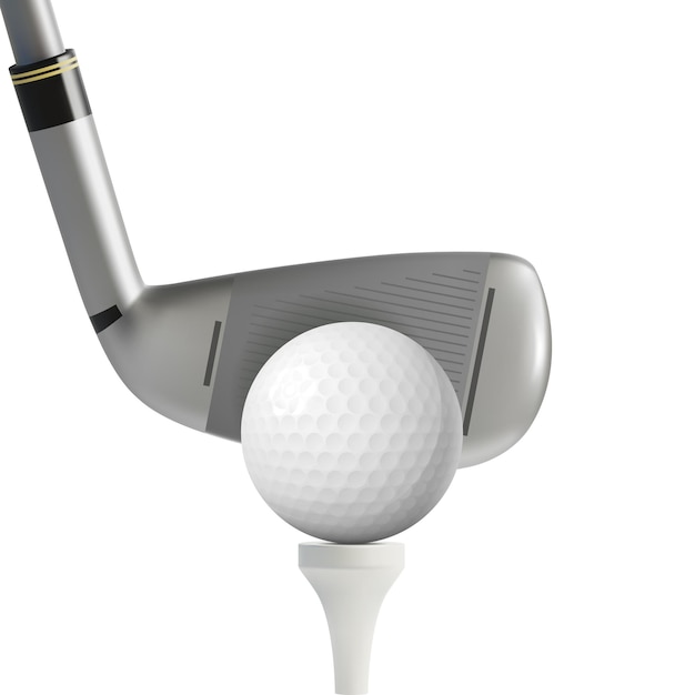 3d Stick Golf en Ball on White Tee Golfing Sport Concept Cartoon Style Vector