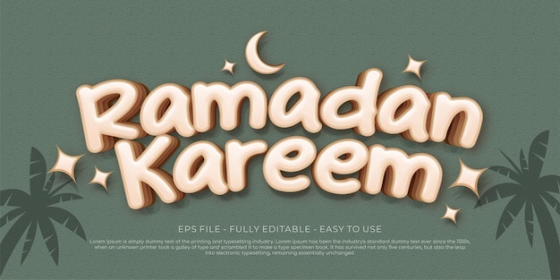 Vector 3d-stijl effect tekst ramadan kareem sjabloon