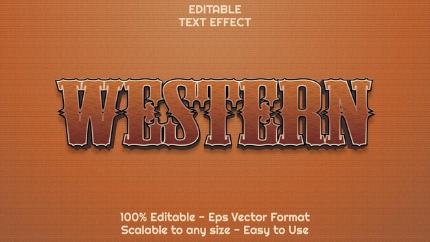 Vector 3d-stijl westerse vintage tekst-effect stijl