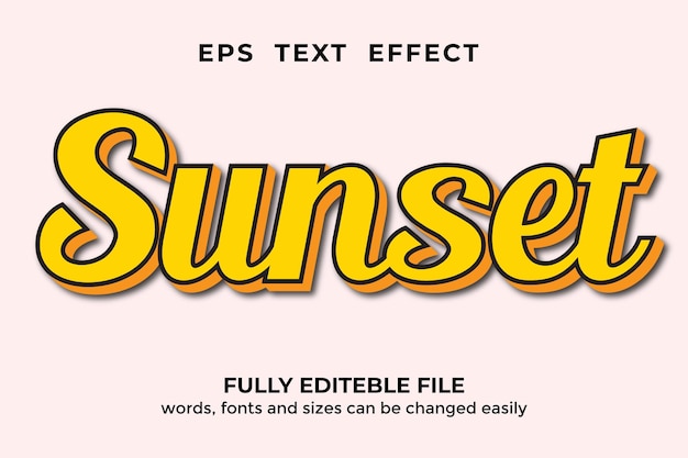3d-stijl zonsondergang bewerkbaar teksteffect