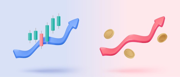 3D ストックトレーディング グラフ 市場統計のバブルアイコン 売却と買い取り 資金の現金と交換 投資を分析するビジネス 投資 3D 銀行取引アイコン ベクトルレンダリング イラスト