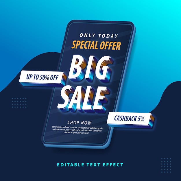 Vector 3d style big sale template design for promo