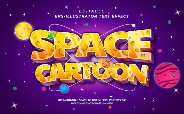 3d style editable space cartoon text effect