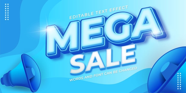 Редактируемый текст в 3D стиле Мега распродажа фона