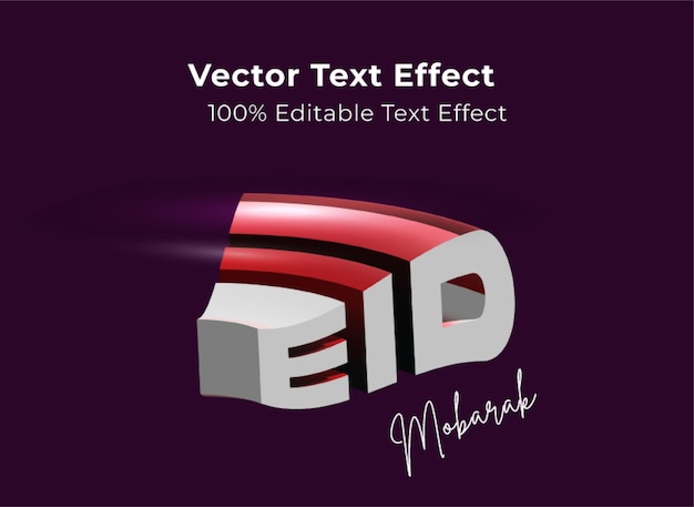 Vettore effetto di testo eid in stile 3d