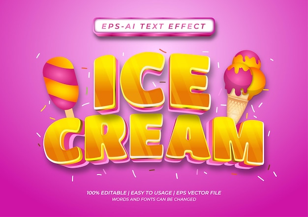 3D style ice cream text effect can be edited inviting appetite